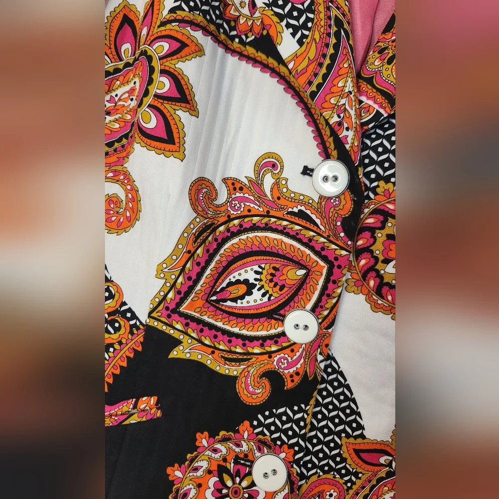Chico's Women's Fully Lined Multicolored Paisley Button-Up‎ Jacket, Size .5 (S)